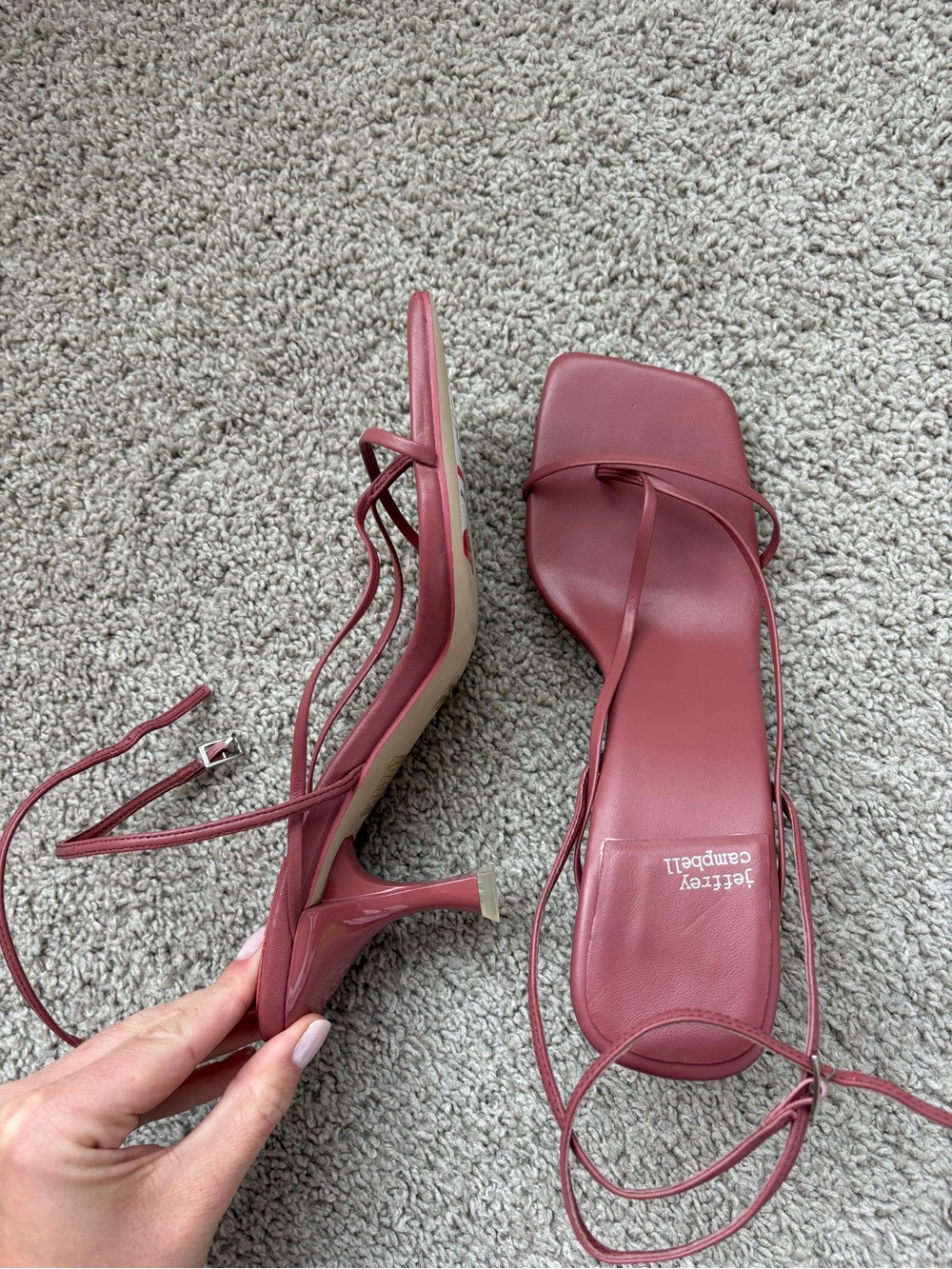 Jeffrey Campbell Rose-Mauve Square-Toe Strappy Kitten Heels Fluxx
